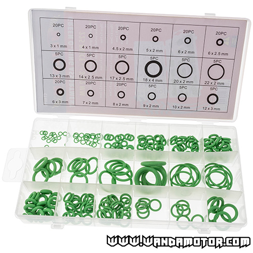 O-ring assortment green 225pcs